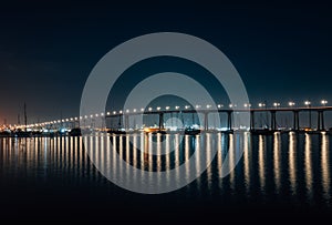 The Coronado Bridge at night, in San Diego, California