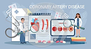 Coronary artery disease for landing page. Doctors inform about diseases of the coronary artery of the heart. Health care