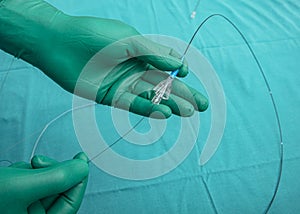 Coronary Imaging Catheter. Dual Lumen Catheter. Coronary angiography showing Micro Catheter guidewire