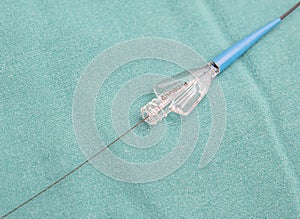 Coronary Imaging Catheter. Dual Lumen Catheter. Coronary angiography showing Micro Catheter guidewire