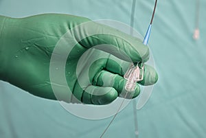 Coronary Imaging Catheter. Dual Lumen Catheter. Coronary angiography showing Micro Catheter guidewire