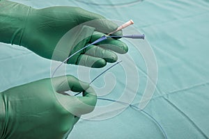 Coronary Imaging Catheter. Dual Lumen Catheter. Coronary angiography showing Micro Catheter guidewire