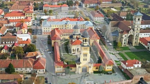 Coronation Orthodox Cathedral and Roman Catholic Cathedral in Alba Iulia city