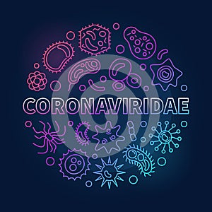 Coronaviridae vector concept outline colored round illustration