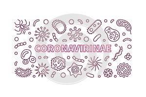 Coronavirinae vector concept outline horizontal illustration