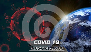 Coronavirus 19 Worldwide alert text.