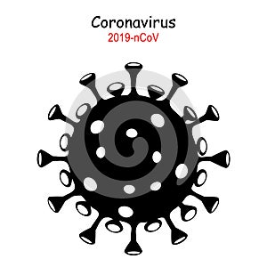 Coronavirus 2019-nCoV. Corona virus icon. Black on white background