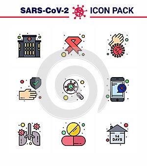 Coronavirus 2019-nCoV Covid-19 Prevention icon set devirus, protection, sign, hand, virus