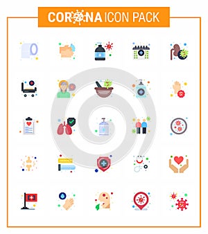 Coronavirus 2019-nCoV Covid-19 Prevention icon set disease, medical, water, calendar, virus protection