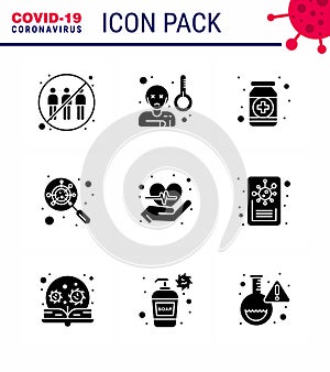 Coronavirus 2019-nCoV Covid-19 Prevention icon set interfac, devirus, temprature, bottle, health