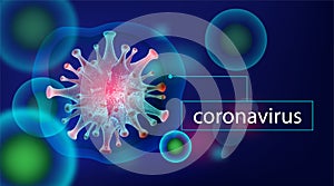 Coronavirus 2019-nCov element for medical concept,Microscope virus close up Vector 3D style