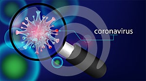 Coronavirus 2019-nCov element for medical concept,Microscope virus close up Vector 3D style