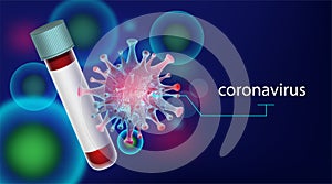 Coronavirus 2019-nCov element for medical concept,Microscope virus close up Vector 3D style