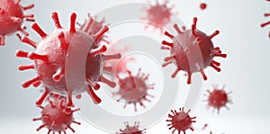 Coronavirus 2019-ncov flu infection 3D medical illustration. Microscopic view of floating China pathogen respiratory
