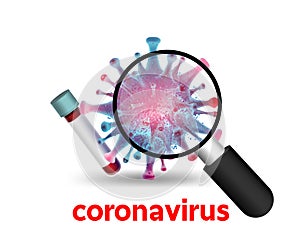Coronavirus 2019-nCov and object on white isolated background ,element for medical concept,Microscope virus close up Vector 3D