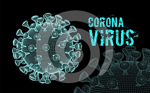 Coronavirus 2019-nCoV virus. Vector 3d illustration on black