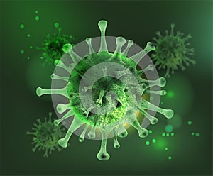 Coronavirus 2019-nCov on white isolated background ,element for medical concept,Microscope virus close up Vector 3D style