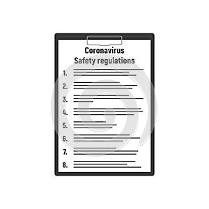 Coronavirus 2020-nCoV safety regulations. Health and medicine concept. Flat vector illustration