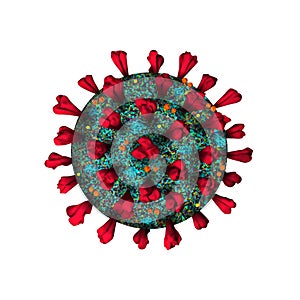 Coronavirus 3d realistic model isolated on white background. Coronavirus cell, wuhan virus disease