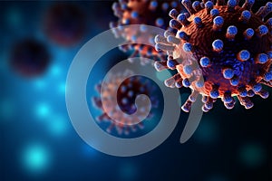Coronavirus alert 3D rendering of COVID 19 virus cells in banner