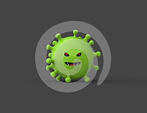 Coronavirus angry face 3D render model