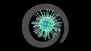 Coronavirus animated background, Covid-19 virus floating on dark background.