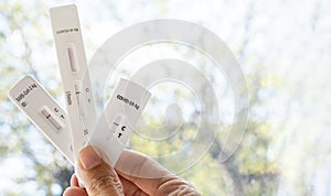 Coronavirus antigen test with various result.
