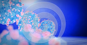 Coronavirus attack, group of corona virions - 3D render