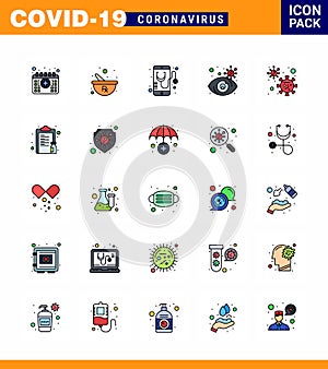 Coronavirus Awareness icon 25 Flat Color Filled Line icons. icon included virus, view, health, search, online