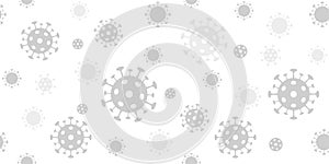 Coronavirus background. Vector seamless pattern with covid-19 virus sign. Light gray backdrop for banners photo