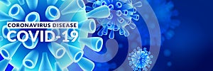 Coronavirus banner background with copyspace. COVID-19 epidemic concept. Vector 3d abstract viruses illustration