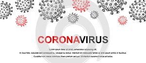 Coronavirus banner with hand drawn design elements. Microscope virus close up. Vector illustration in sketch style. COVID-2019