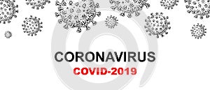 Coronavirus banner with hand drawn design elements. Microscope virus close up. Vector illustration in sketch style. COVID-2019