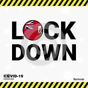 Coronavirus Bermuda Lock DOwn Typography with country flag