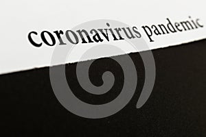 Coronavirus breaking news headline clipping from newspaper