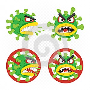 Coronavirus cartoon illustration set