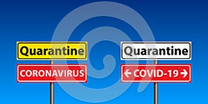 Coronavirus - caution road Sign. Stop the virus spreading. Warning about Coronavirus outbreak. COVID-19 danger and public health