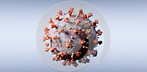 Coronavirus cell in microscopic view. Virus from Wuhan