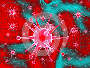 Coronavirus cells - 3d rendering