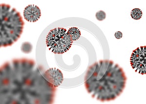 Coronavirus cells. 3D rendering.