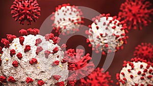 Coronavirus cells or bacteria molecule. Virus Covid-19. Virus isolated on white. Close-up of flu, view of virus under a