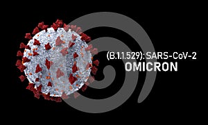 Coronavirus cells or bacteria molecule. Virus Covid-19 omicron isolated on white. Close-up of flu, view of virus under a