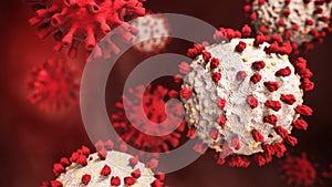 Coronavirus cells or bacteria molecule. Virus Covid-19. Virus isolated on white. Close-up of flu, view of virus under a