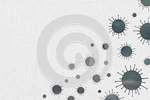 Coronavirus cells and infection on light background