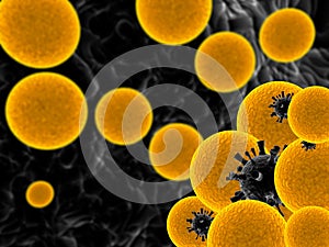 coronavirus cells present in immune system - 3d rendering