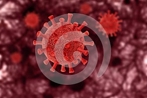 Coronavirus cells red medical background