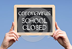 Coronavirus chalkboard with text, school closed