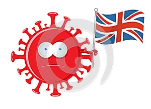 Coronavirus character cartoon with flag england