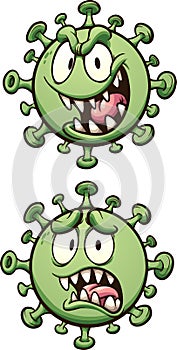 Happy and sad corona virus character photo