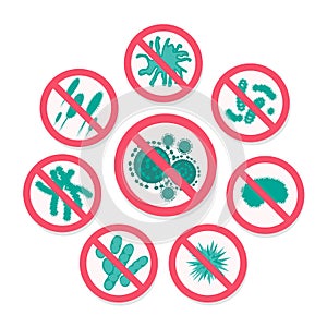 Coronavirus. Chinese coronavirus outbreak. Stop coronavirus. Coronavirus wuhan sars illness. Antibacterial sign set